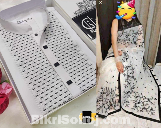 Women's embroidery work saree and Punjabi